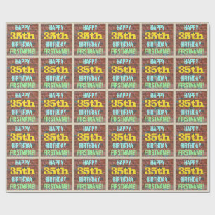 Papier Cadeau Graffiti muraux de briques inspiré 35ème anniversa