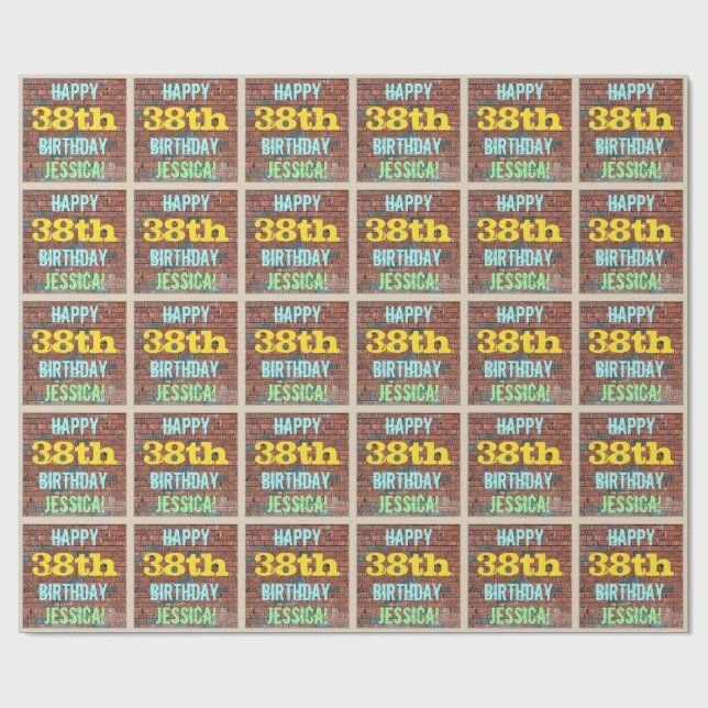 Papier Cadeau Graffiti muraux de briques inspiré 38ème anniversa (Plat)