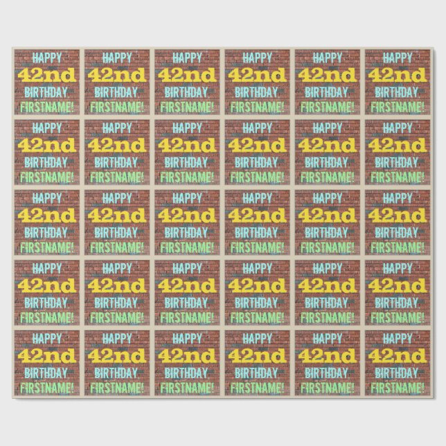 Papier Cadeau Graffiti muraux de briques inspiré 42ème anniversa (Plat)