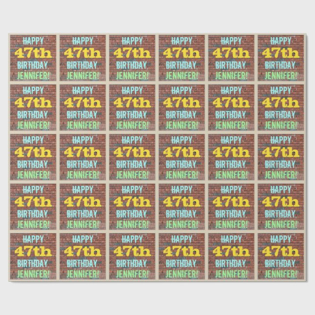 Papier Cadeau Graffiti muraux de briques inspiré 47ème anniversa (Plat)