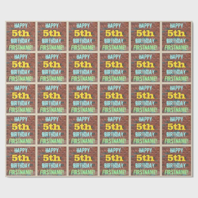 Papier Cadeau Graffiti muraux de briques inspirés 5e anniversair (Plat)