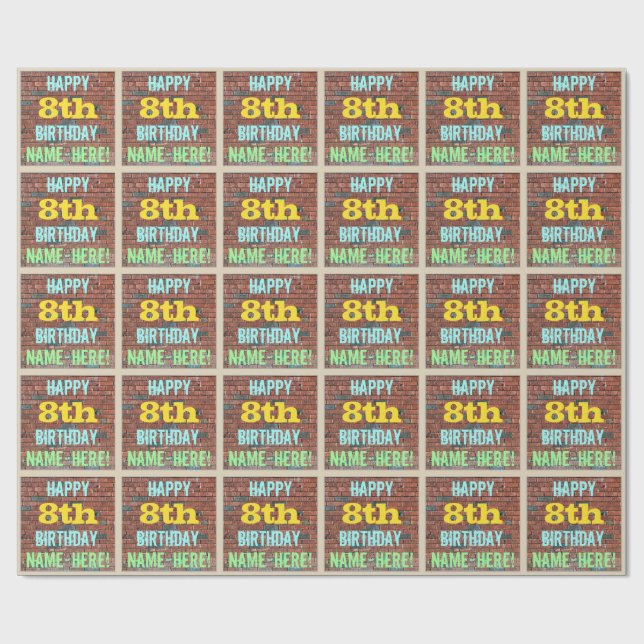 Papier Cadeau Graffiti muraux de briques inspirés 8e anniversair (Plat)