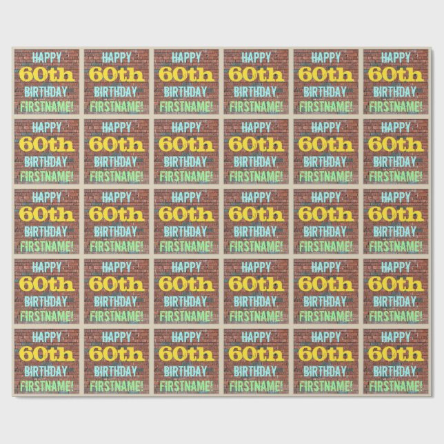 Papier Cadeau Graffiti muraux en briques inspiré 60e anniversair (Plat)