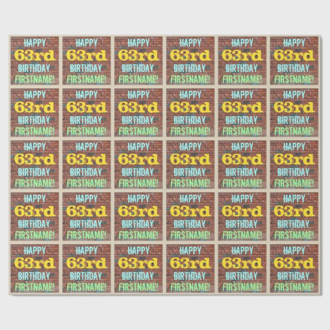 Papier Cadeau Graffiti muraux en briques inspiré 63ème anniversa (Plat)