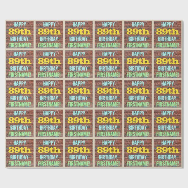 Papier Cadeau Graffiti muraux en briques inspiré 89e anniversair (Plat)