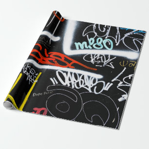 Papier Cadeau Graffiti noir et multicolore