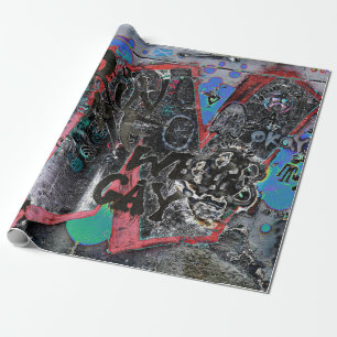 Papier Cadeau Graffiti Rouge Black Lettres Urban Street Wall Art