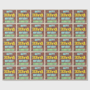 Papier Cadeau Graffiti sur mur de briques inspiré 33e anniversa