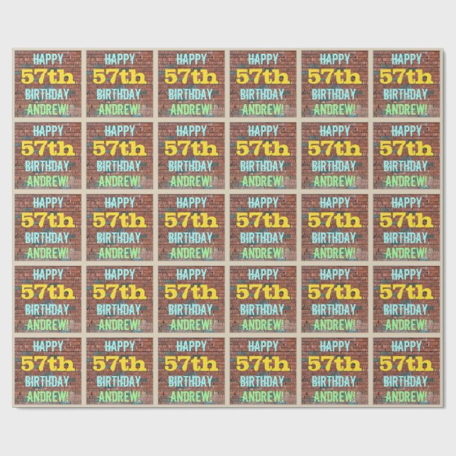 Papier Cadeau Graffiti sur mur de briques pour 57e anniversaire  (Plat)