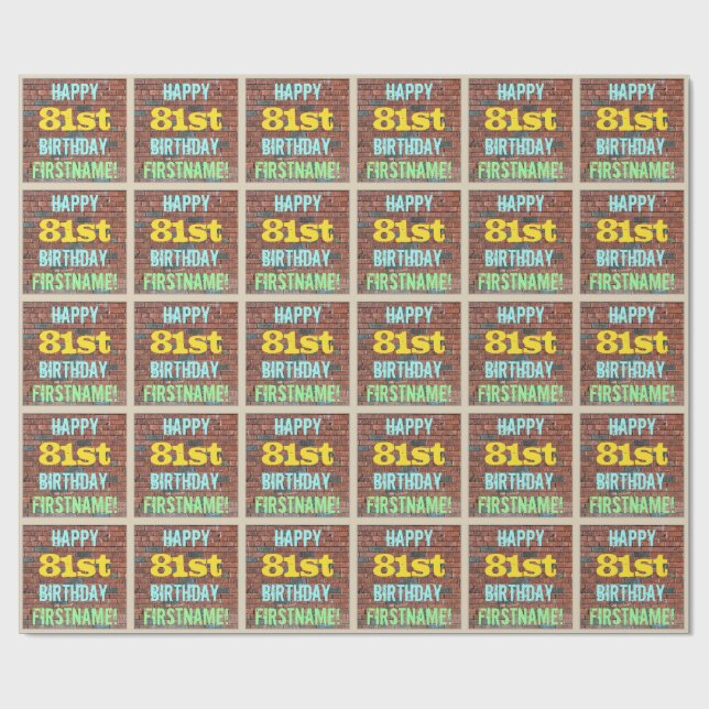 Papier Cadeau Graffiti sur mur de briques pour 81e anniversaire  (Plat)