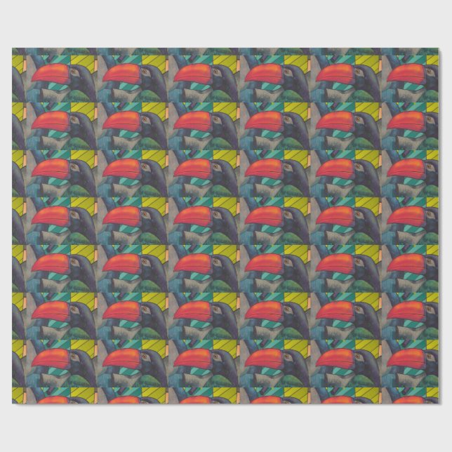 Papier Cadeau Graffiti Toucan coloré (Plat)