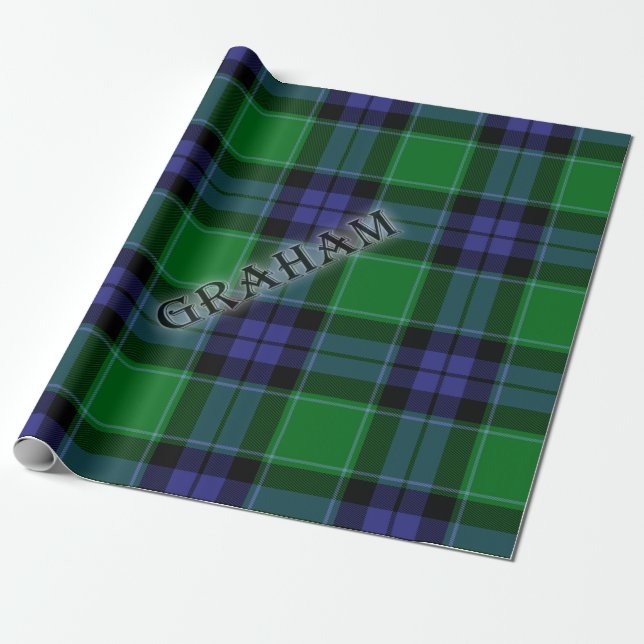 Papier Cadeau Graham Tartan avec le nom de famille (Déroulé)