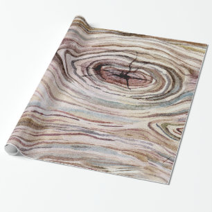 Papier Cadeau Grain de bois rustique aquarelle campagne chic