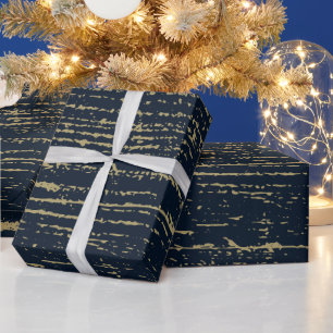 Papier Cadeau Graisse En Bois Bleu Et Or