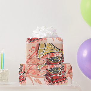 Papier Cadeau Gramophone vintage