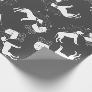 Papier Cadeau Grand Baby shower de Chien Danois gris chicot