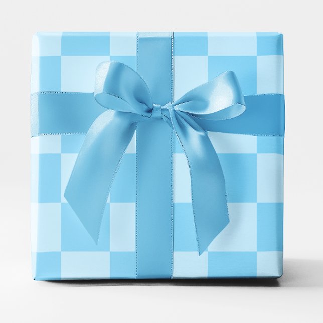 Papier Cadeau Grand bébé bleu à carreaux (Big Baby Blue Checkered Wrapping Paper)