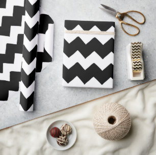 Papier Cadeau Grand Black & Blanc moderne Chevron Saint-Valentin