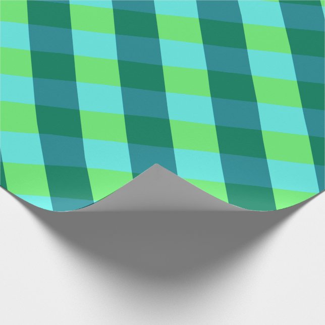 Papier Cadeau Grand Buffalo Check, aqua, vert turquoise et citro (Coin)
