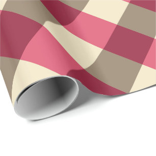 Papier Cadeau Grand Buffalo Check, bordeaux, crème et taupe