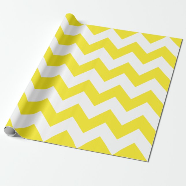 Papier Cadeau Grand Chevron jaune et blanc (Déroulé)