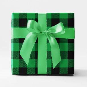 Papier Cadeau Grand damier chevron vert et noir de buffle