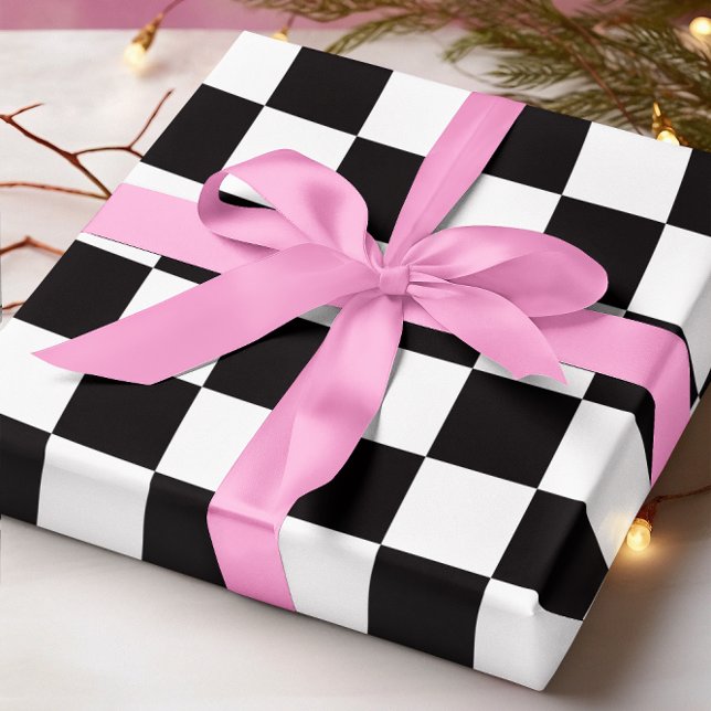 Papier Cadeau Grand damier noir et blanc (Big Black and White Checkered Wrapping Paper)