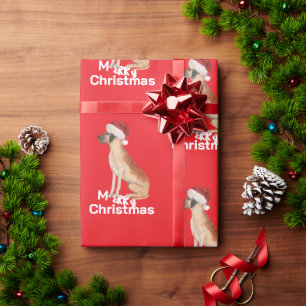 Papier Cadeau grand Dane Fête Noël Joyeux Santa Hat