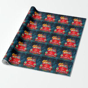 Papier Cadeau Grand Danois Conduisant une Voiture Effrayante pou