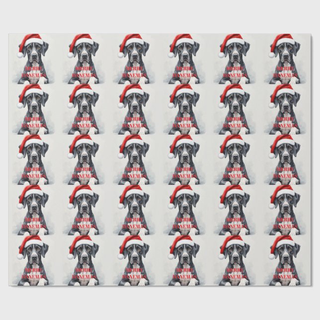Papier Cadeau Grand Danois NOËL (Plat)