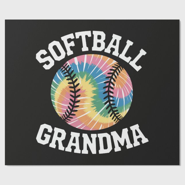 Papier Cadeau Grand-mère de softball (Plat)