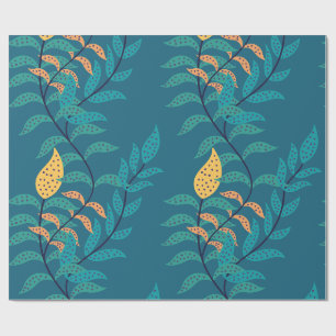 Papier Cadeau Grand motif botanique bleuâtre