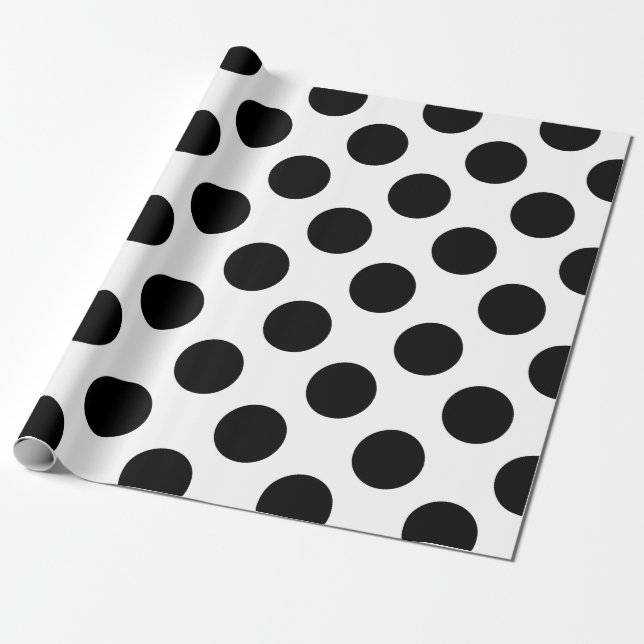 Papier Cadeau Grand motif de pois noir (Déroulé)