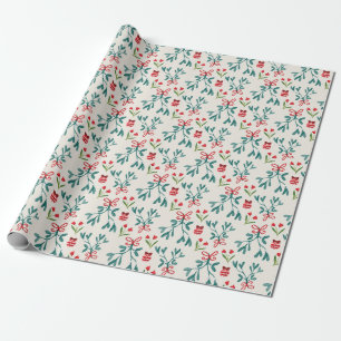 Papier Cadeau Grand Motif traditionnel vert et rouge