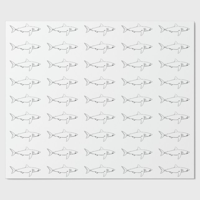 Papier Cadeau Grand papier d'emballage de requin blanc (Plat)