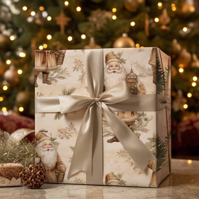 Papier Cadeau Grand Père Noël Retro Gold (Créateur téléchargé)