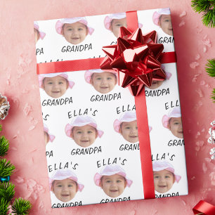Papier Cadeau Grand-père photo personnalisée visage bébé