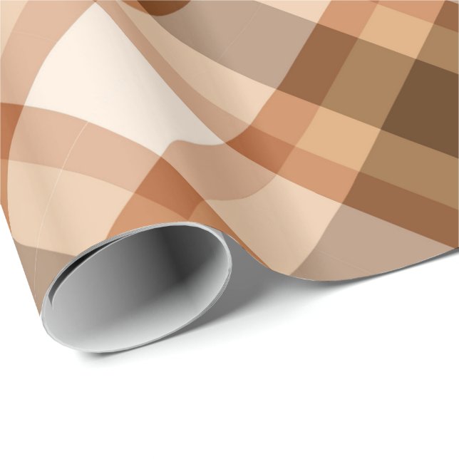 Papier Cadeau Grand Plaid moderne, Brown, beige, cuivre et tan (Coin rond)