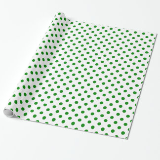 Papier Cadeau Grand pois - vert sur le blanc