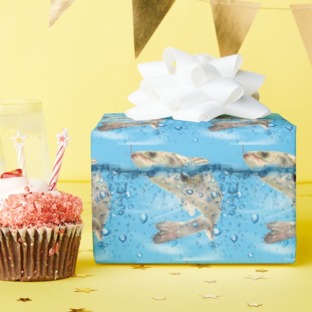 Papier Cadeau grand poisson dans l'eau (Fête d'anniversaire)