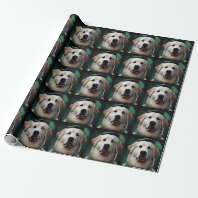Papier Cadeau Grand Pyrenees en robe de la Saint-Patrick (Déroulé)