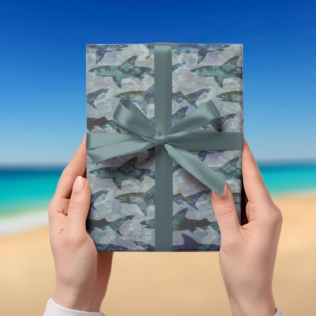 Papier Cadeau Grand requin blanc vert de la mer (Créateur téléchargé)