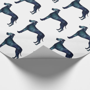 Papier Cadeau Grande Danse Chien noir Aquarelle Silhouette