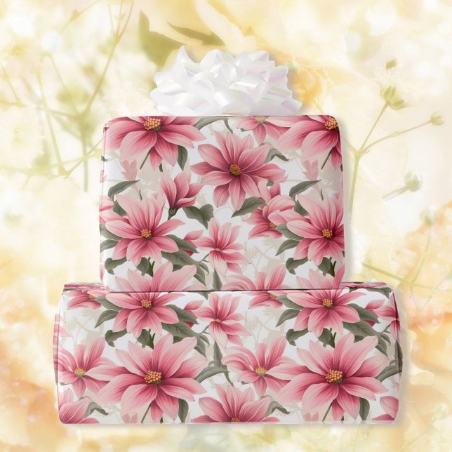 Papier Cadeau Grande Fête des mariées Fleurs Roses Fleurs Floral (Créateur téléchargé)