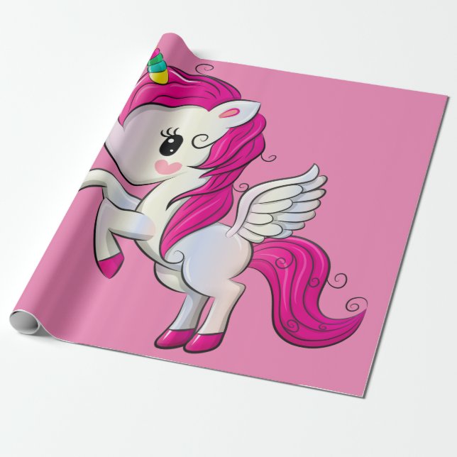 Papier Cadeau Grande licorne magique de vol (Déroulé)