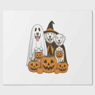 Papier Cadeau Grande Pyrenees Chien Fantôme Sorcière Halloween C
