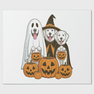 Papier Cadeau Grande Pyrenees Chien Fantôme Sorcière Halloween C