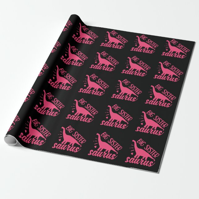 Papier Cadeau Grande soeur Saurus en rose (Déroulé)
