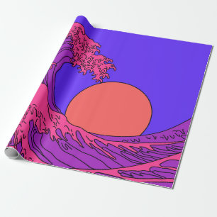 Papier Cadeau Grande vague dans le style Vaporwave Pop Art. Affi