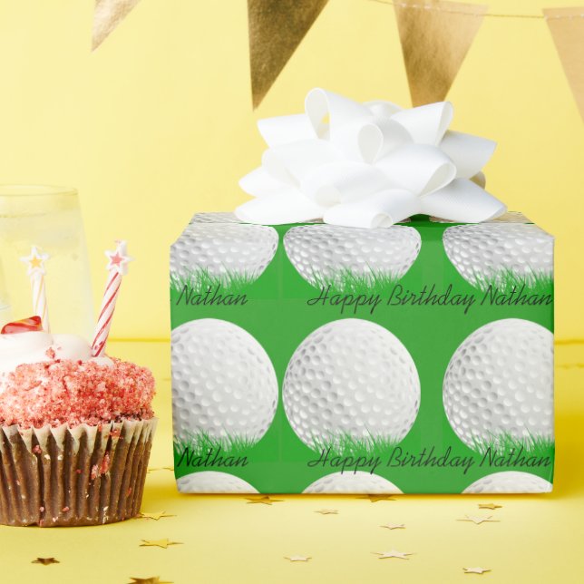 Papier Cadeau Grandes balles de golf dans l'herbe (Birthday Party)